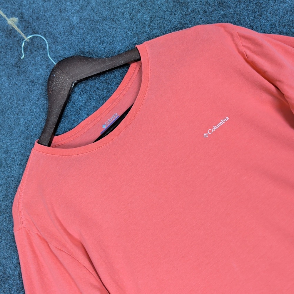 Columbia Sportswear Mens Large Long Sleeve Graphic T-Shirt Pink Crew Neck Tee